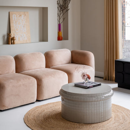 Yoshimi Sofa Pink Poise Corner L + Middle + Corner R + Ottoman