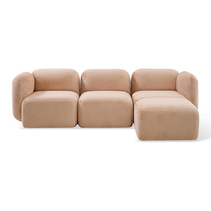 Yoshimi Sofa Pink Poise Corner L + Middle + Corner R + Ottoman