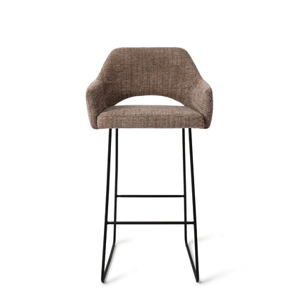 Yanai Bar Chair Checked Chestnut Slide Bar (75 cm)