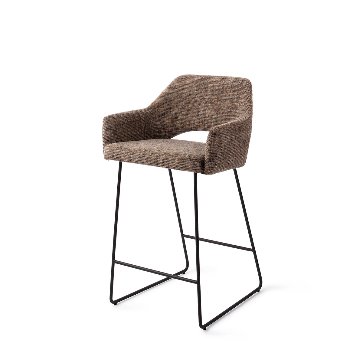 Yanai Bar Chair Checked Chestnut Slide Counter (65 cm)