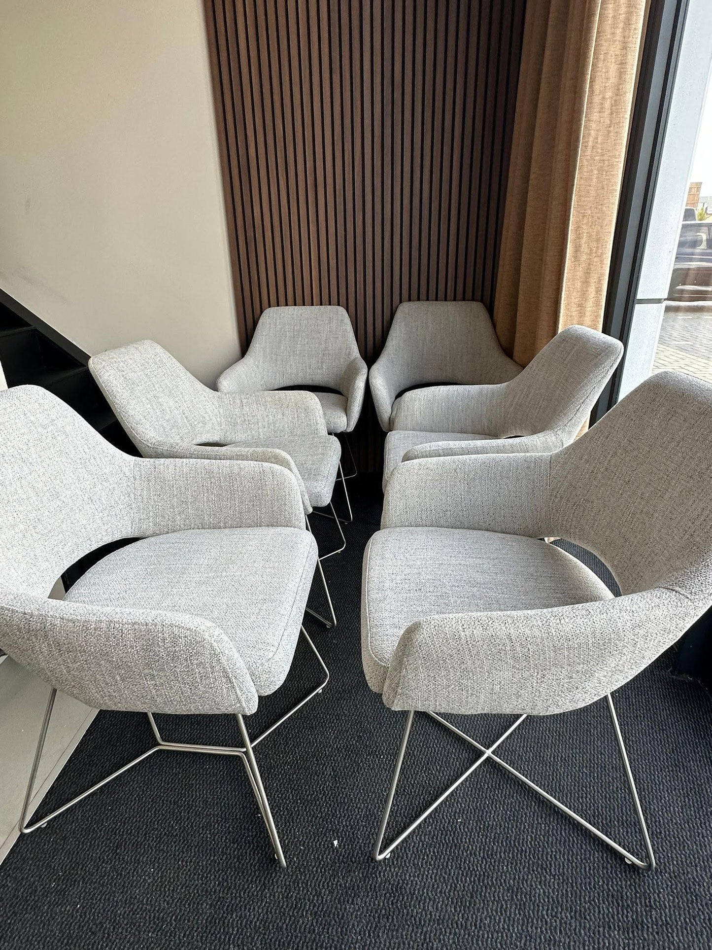 Bundle of 6x Yanai Dining Chair Pigeon - Cross / Beehive Steel