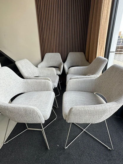 Bundle of 6x Yanai Dining Chair Pigeon - Cross / Beehive Steel