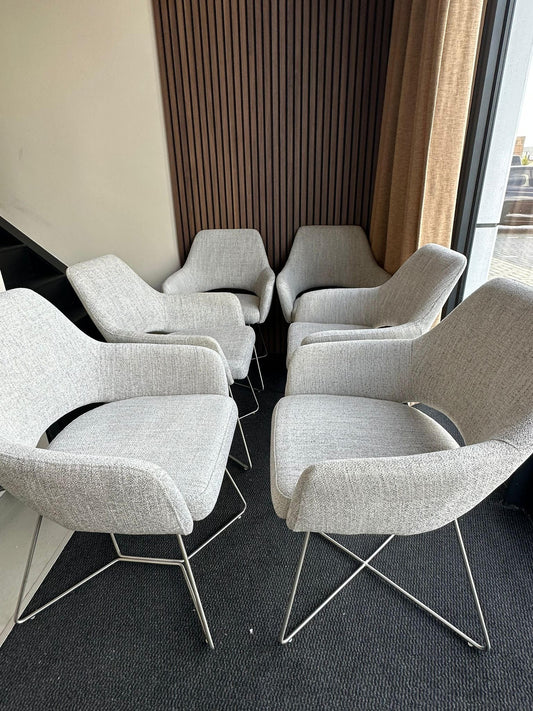 Bundle of 6x Yanai Dining Chair Pigeon - Cross / Beehive Steel